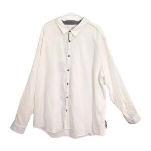 Carbon 2 Cobalt Shirt Mens 2XL Long Sleeve Button Up White Textured 100% Linen